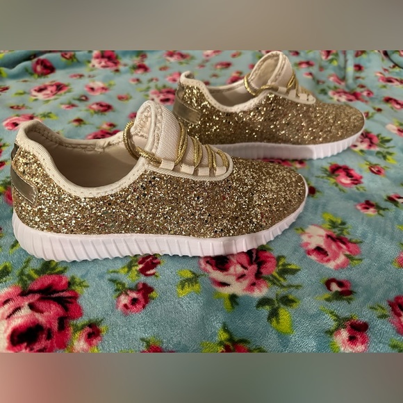 NWT Gold Glitter Sneakers - Picture 2 of 8